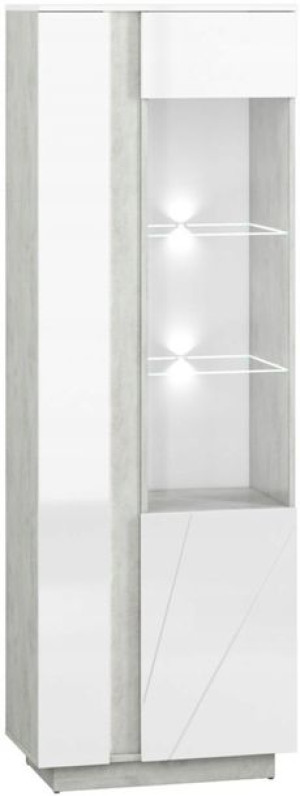 Witryna 69cm biały połysk szklane półki LUMENS 03P