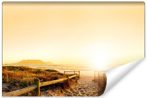 Fototapeta KRAJOBRAZ 3D Plaża Morze Zachód Słońca 135cm x 90cm