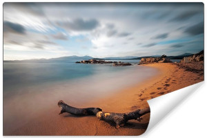 Fototapeta PEJZAŻ 3D Plaża Morze Piasek Perspektywa Góry 300cm x 210cm