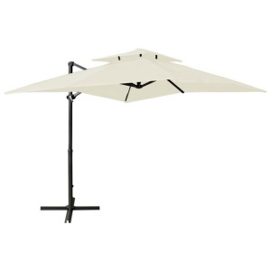 Parasol wiszący z podwójną czaszą, 250x250 cm, piaskowy