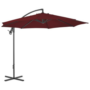 Parasol wiszący na stalowym słupku, 300 cm, bordowy