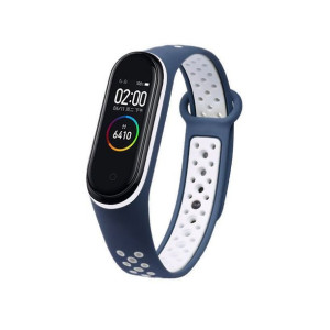 Zamienna silikonowa opaska pasek do Xiaomi Mi Band 5 Dots granatowo-biały