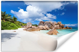 Fototapeta PEJZAŻ 3D Plaża Ocean Skały i Rośliny 315cm x 210cm