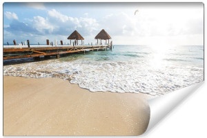 Fototapeta FLIZELINOWA 3D do Salonu Rajska Plaża Słońce 360cm x 240cm
