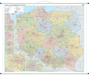 Polska 2020 Mapa Ścienna Kodowa Kody Pocztowe