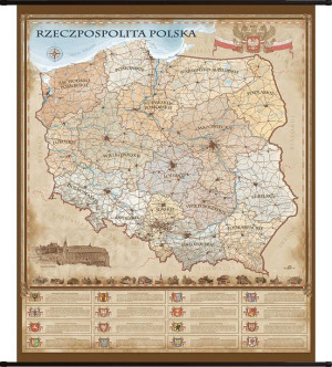 Polska Mapa Ścienna Polski Stylizowana
