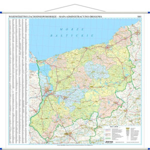 Zachodniopomorskie Mapa Ścienna Adm Drogowa 2021