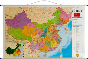 CHINY m. ścienna kody pocztowe 1:4 000 000 Stiefel
