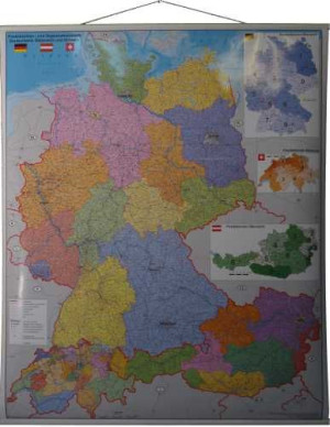 Niemcy Austria Szwajcaria Mapa Ścienna Laminowana