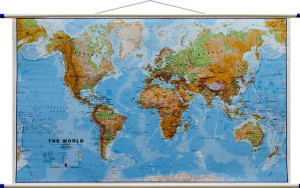 Świat Mapa Ścienna Fizyczna Laminowana 1:30 Mil