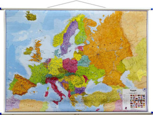 Europa Mapa Ścienna Polityczna Flagi Ogromna !