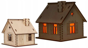 Domek Dom 3d Las W Słoiku Mini Ogródek 10cm Led R1