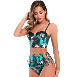 Bikini Strój Kąpielowy Wysoki Stan Kwiat Lotos S