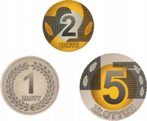 Monety Bilon Żeton Żetony Do Zabawy Nauki 3szt.