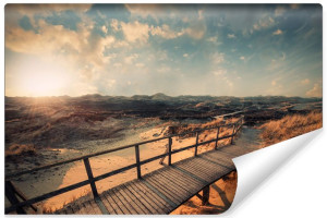 Fototapeta KRAJOBRAZ 3D do Salonu Most Góry i Zachód Słońca 90cm x 60cm
