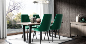 Zestaw LOFT rozkładany 140/220 z 6 krzesłami NOWOCZESNY METAL