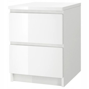 Komoda Malm 2 Szuflady Biały Połysk 40x55 Cm