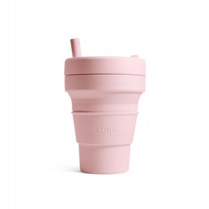 KUBEK Stojo Biggie Różowy 470ml składany + słomka
