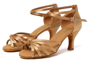 Buty Do Tańca Taneczne Latino Salsa 7cm - Nude 36