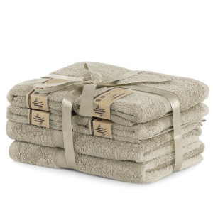 DecoKing Zestaw Ręczników 40% Bambus Beżowy 2*70x140 + 4*50x100