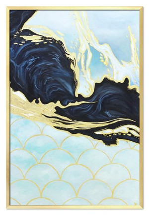 Obraz ręcznie malowany na płótnie 63x93cm PREMIUM z elementami złota wzburz