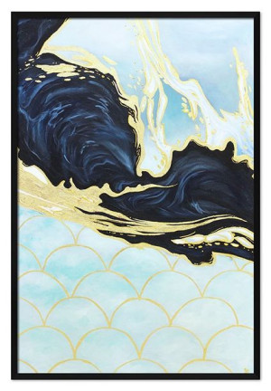 Obraz ręcznie malowany na płótnie 63x93cm PREMIUM z elementami złota wzburz