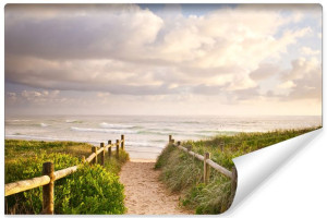 Fototapeta KRAJOBRAZ 3D Dzika Plaża Widok na Morze 135cm x 90cm