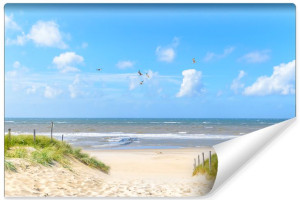 Fototapeta FLIZELINOWA Efekt 3D Morze Plaża i Mewy 368cm x 254cm