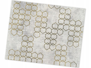 Tapeta Loftowa Beton Złote Hexagony Na Betonowym Tle