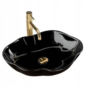 Umywalka Ceramiczna Nablatowa Pearl Black Shinny