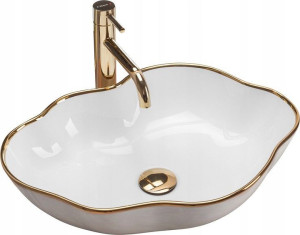 Umywalka Ceramiczna Nablatowa Pearl White Gold
