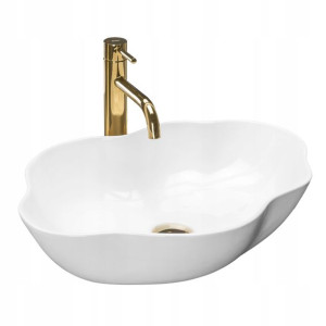 Umywalka Ceramiczna Nablatowa Pearl White Biała