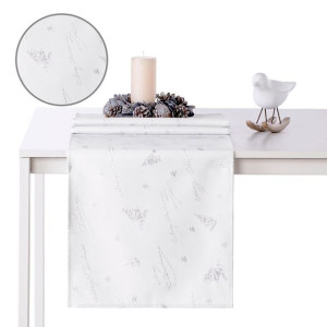 Ameliahome Bieżnik Plamoodporny Christmaseve Hmd Silver 80x80