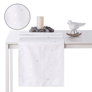 Ameliahome Bieżnik Plamoodporny Stardust Hmd Silver 80x80