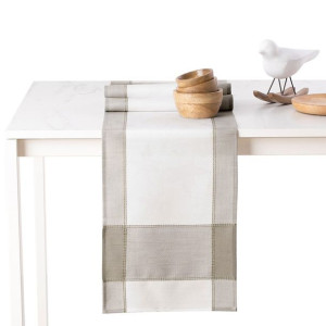 AmeliaHome Bieżnik SEVRAN 60X120 Biały + beżowy