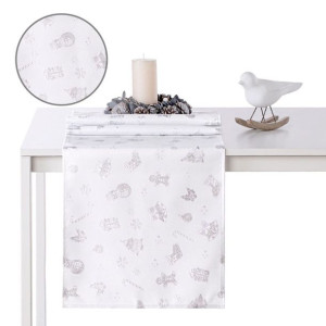 AmeliaHome Bieżnik świąteczny CHRISTMASSTORY 40X120 srebrny