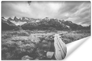 Fototapeta DEKORACYJNA do Salonu Góry Czarno-Biała 3D 315cm x 210cm