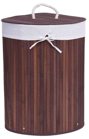 Kosz Narożny Na Pranie Bambusowy 60l Wenge