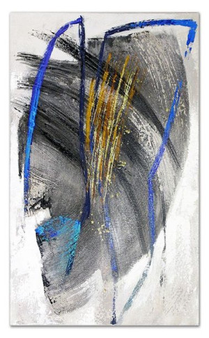 Obraz olejny ręcznie malowany 115x195cm Niebieskie linnie