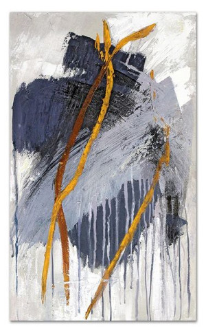 Obraz olejny ręcznie malowany 115x195cmSzarość i złoto