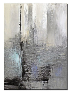 Obraz olejny ręcznie malowany 110x150cm Szary lodowiec
