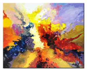 Obraz olejny ręcznie malowany 120x120cm Lód i ogień
