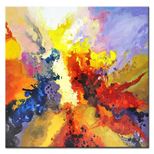 Obraz olejny ręcznie malowany 100x100cm Lód i ogień