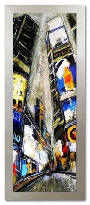 Obraz olejny ręcznie malowany 62x162cm Jaskrawe wieżowce
