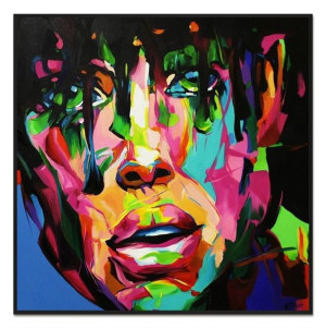 Obraz olejny ręcznie malowany 93x93cm Kolorowa zaduma