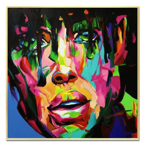 Obraz olejny ręcznie malowany 93x93cm kolorowa zaduma