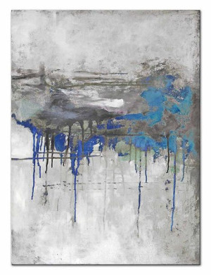 Obraz olejny ręcznie malowany 90x120cm Niebieski rozprysk