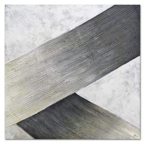 Obraz olejny ręcznie malowany 100x100cm Szary metal