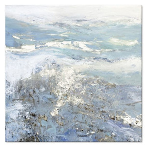 Obraz olejny ręcznie malowany 90x90cm Górski las zimą
