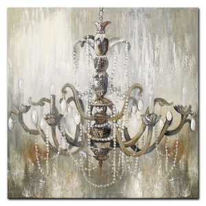 Obraz olejny ręcznie malowany 90x90cm Żyrandol